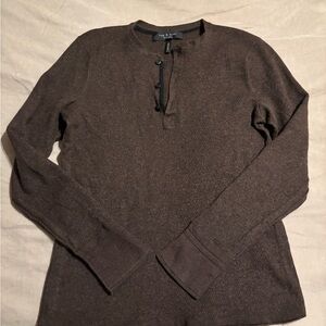Rag & Bone Dark Brown Knit Longsleeve Henley